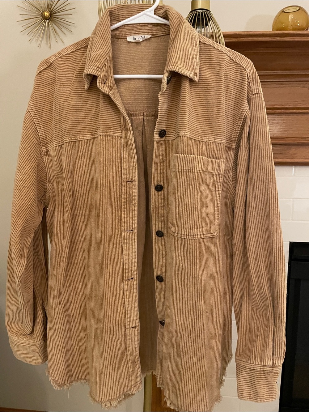 Super Cute & Versatile Tan Corduroy Shirt Jacket